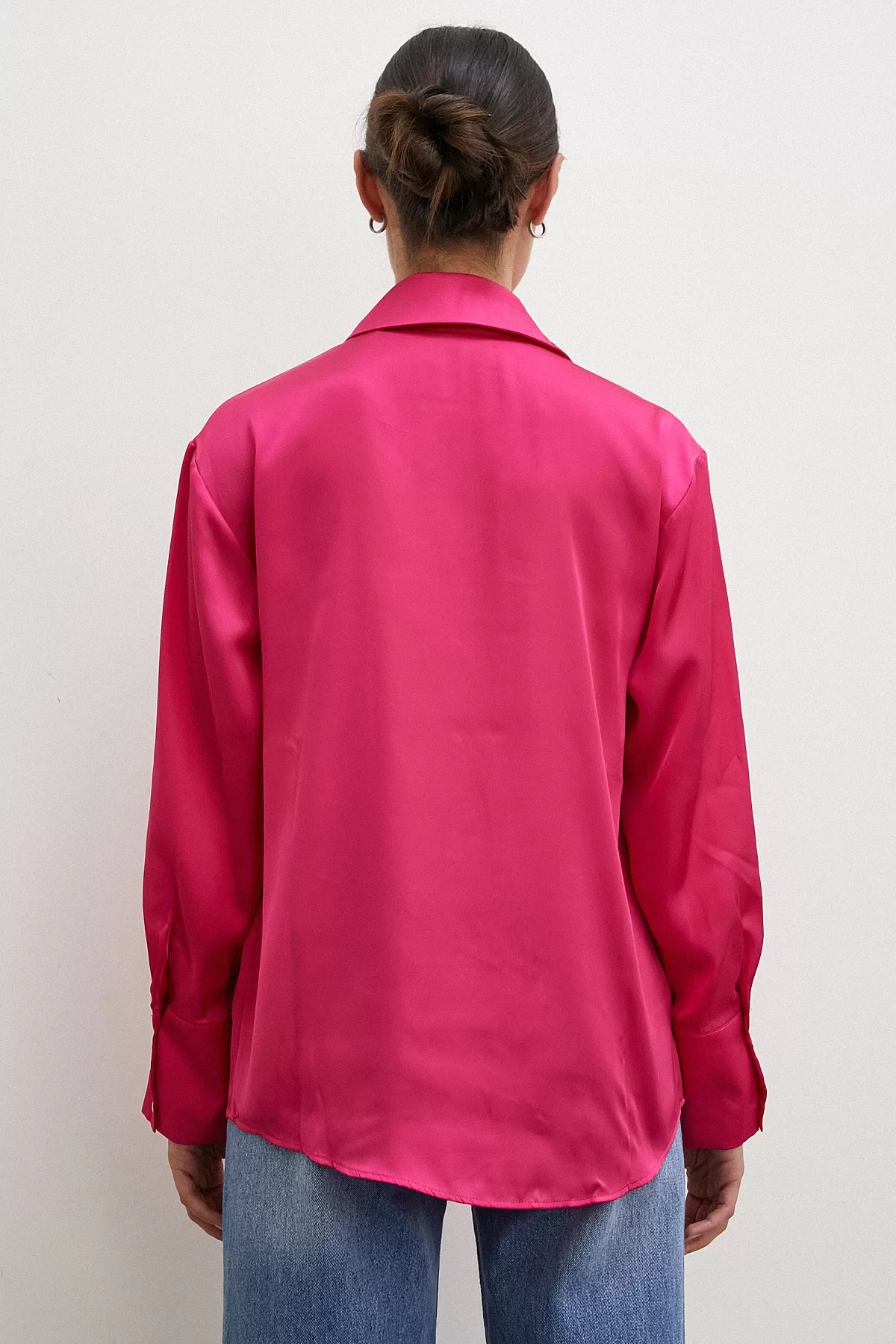 Basic Satin Bluse Fuchsia