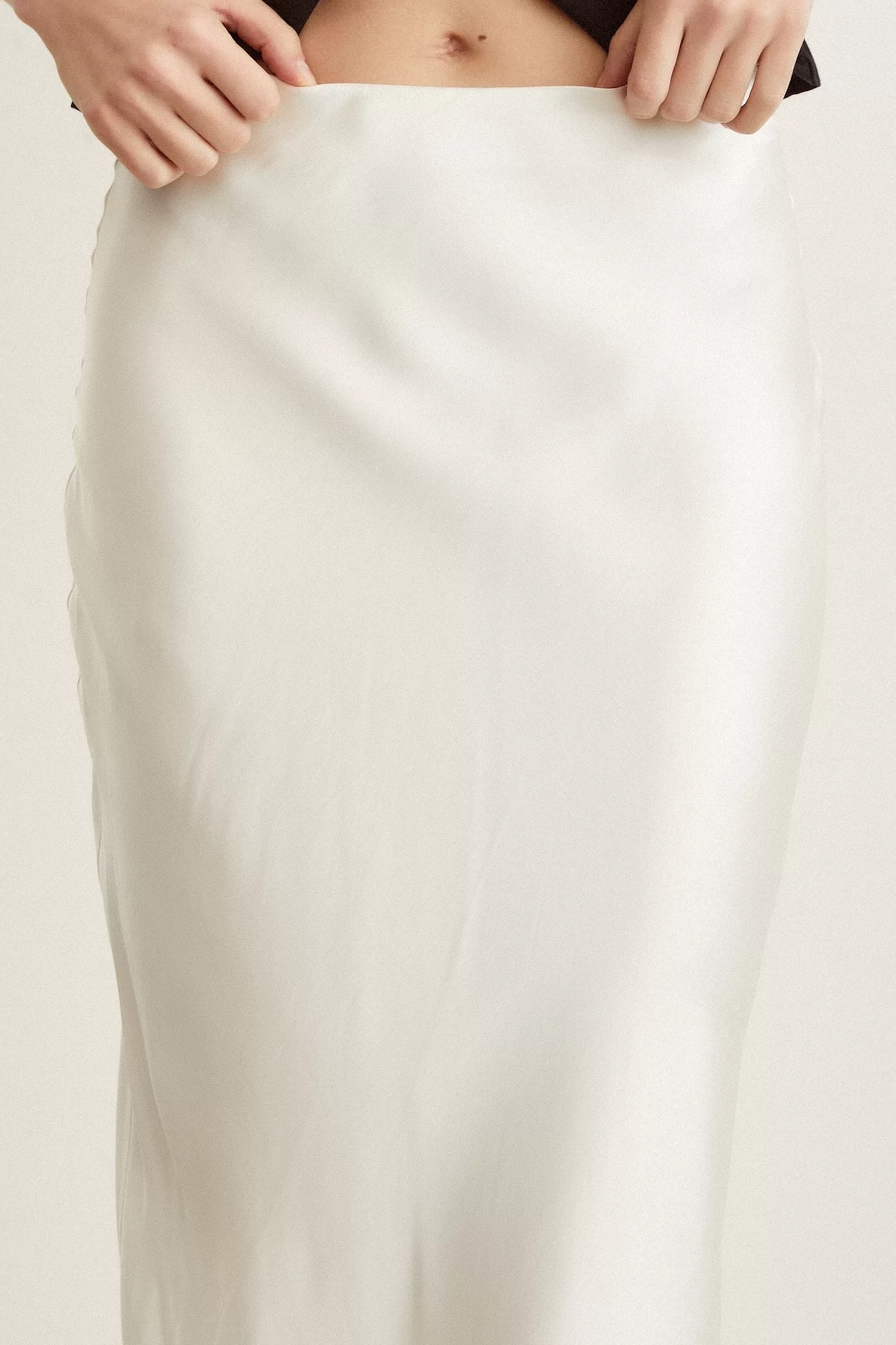 Slanted Satin Skirt Ecru