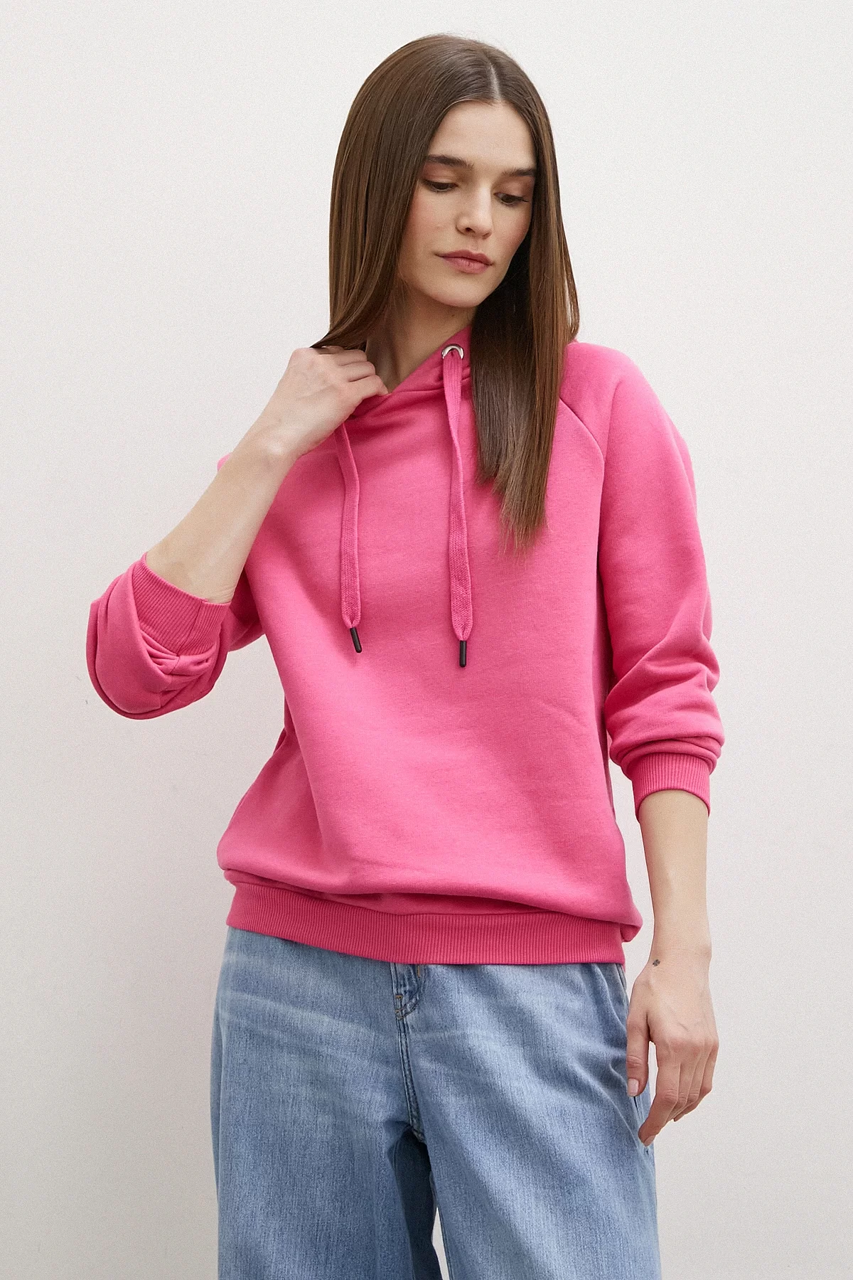 Kapüşonlu Sweatshirt Pembe