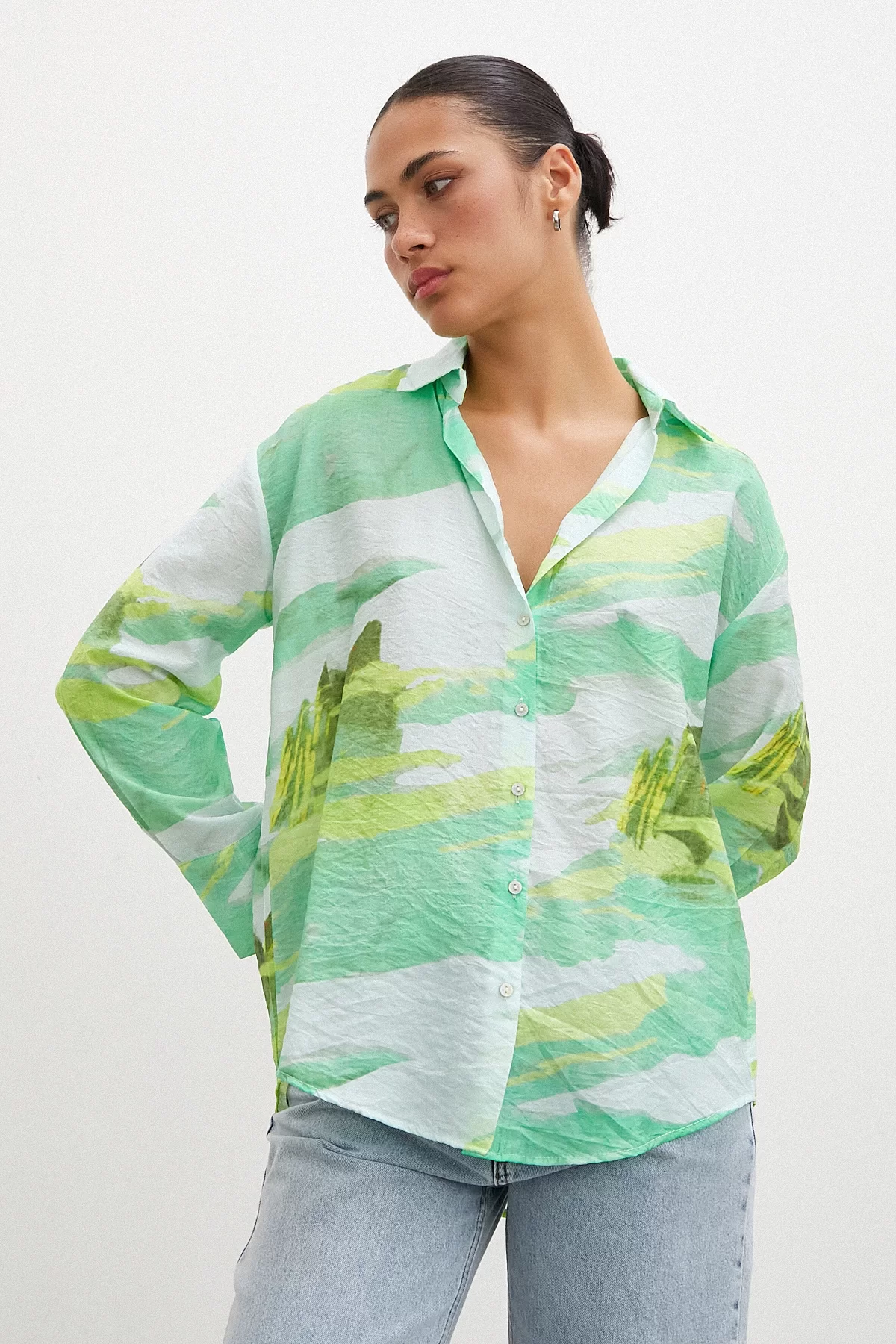 Hawaii Print Modal Shirt Green