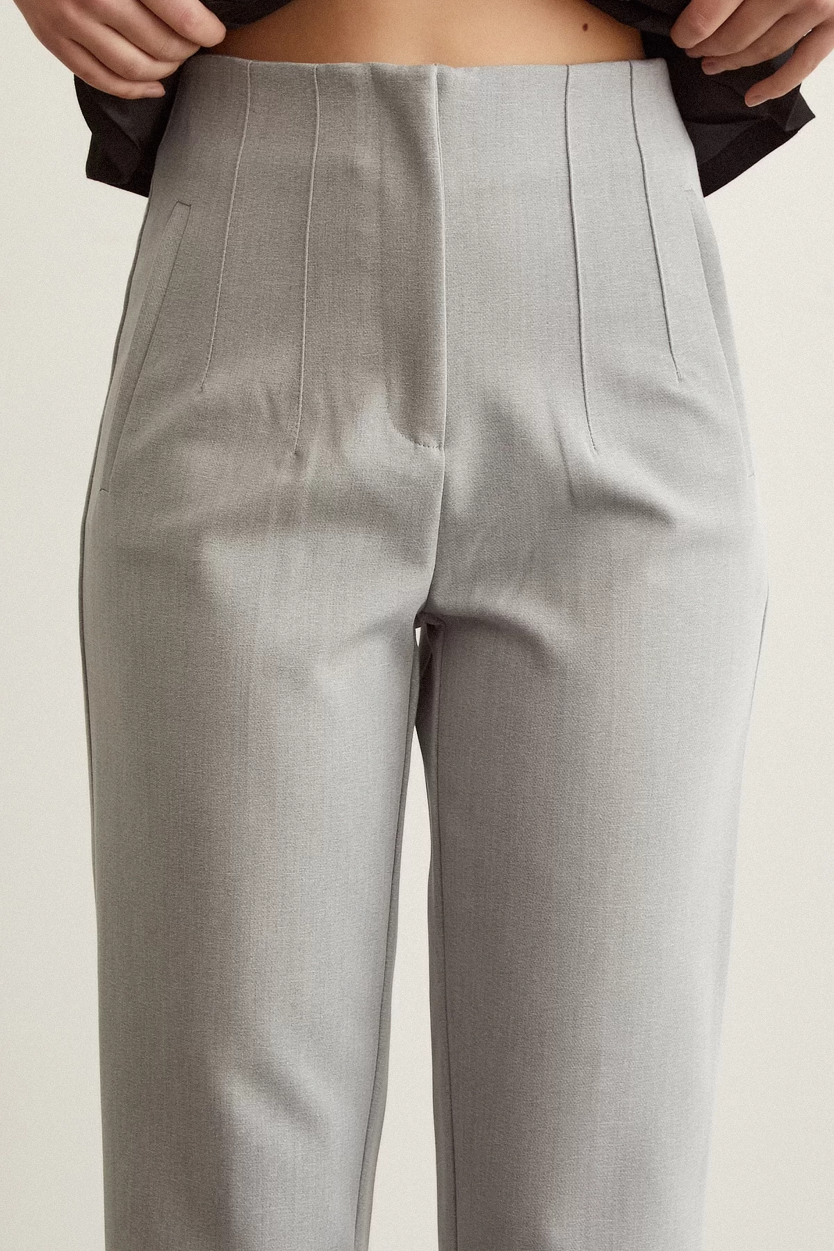 Skinny Fabric Pants Gray