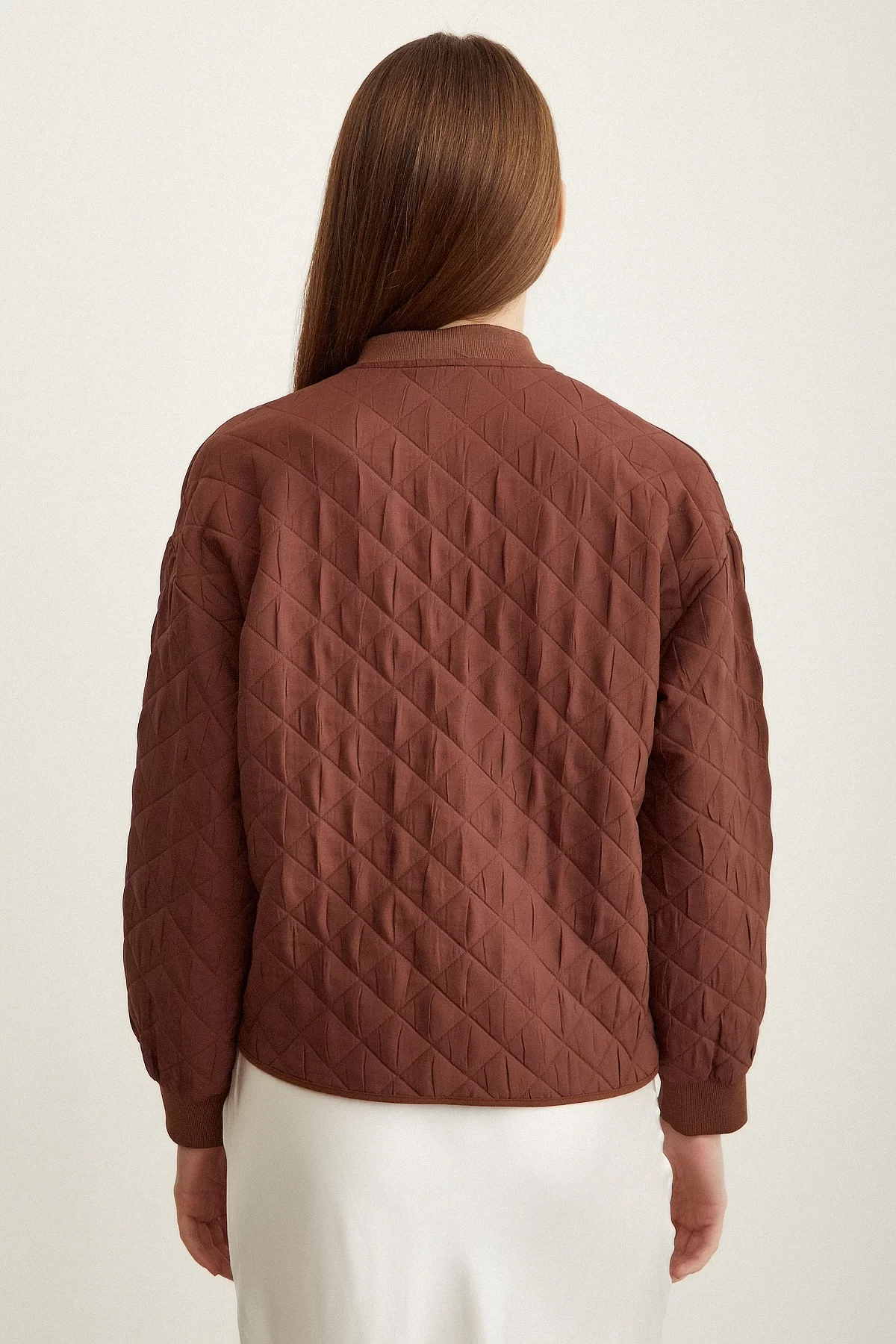 Bomber Quilted Jacket Brown