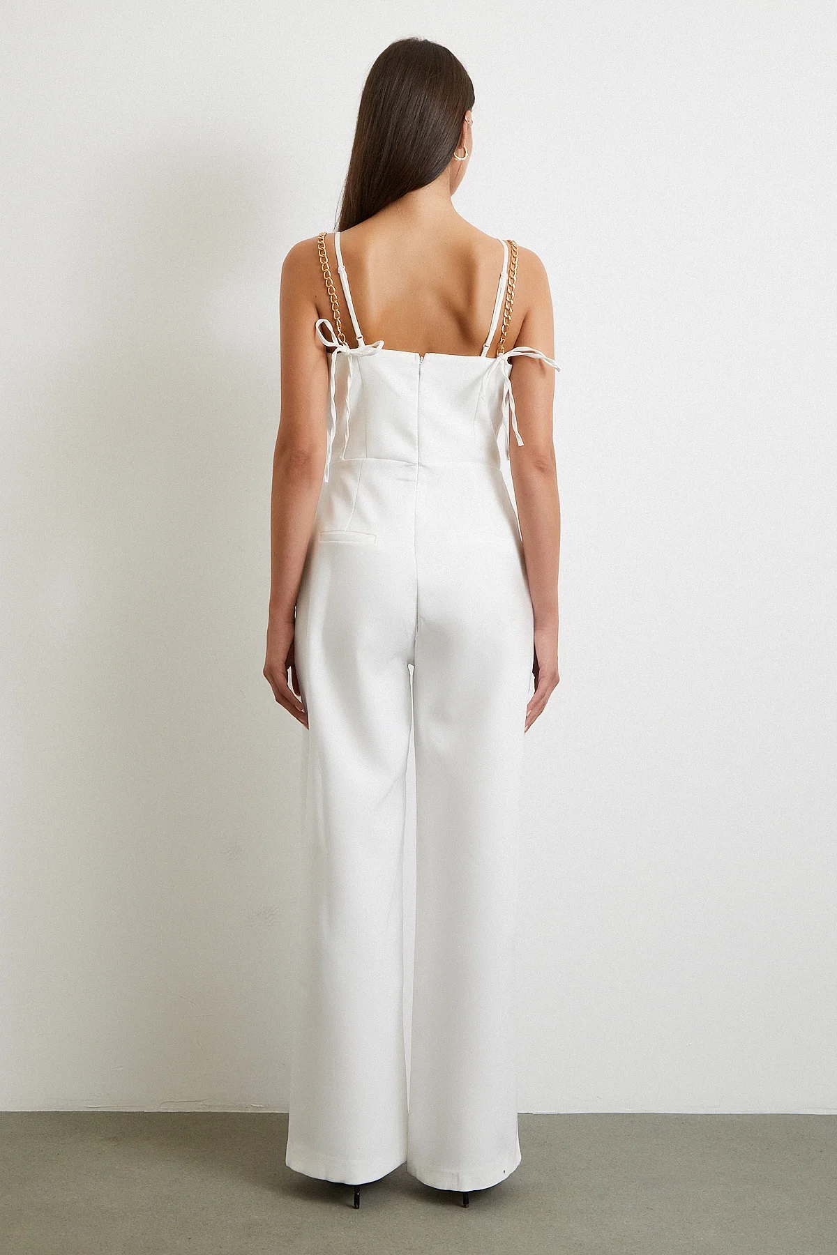 Träger-Overall mit Details Weiß
