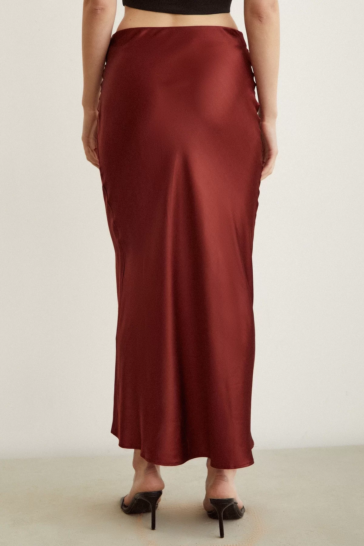 Bias Satin Skirt Burgundy