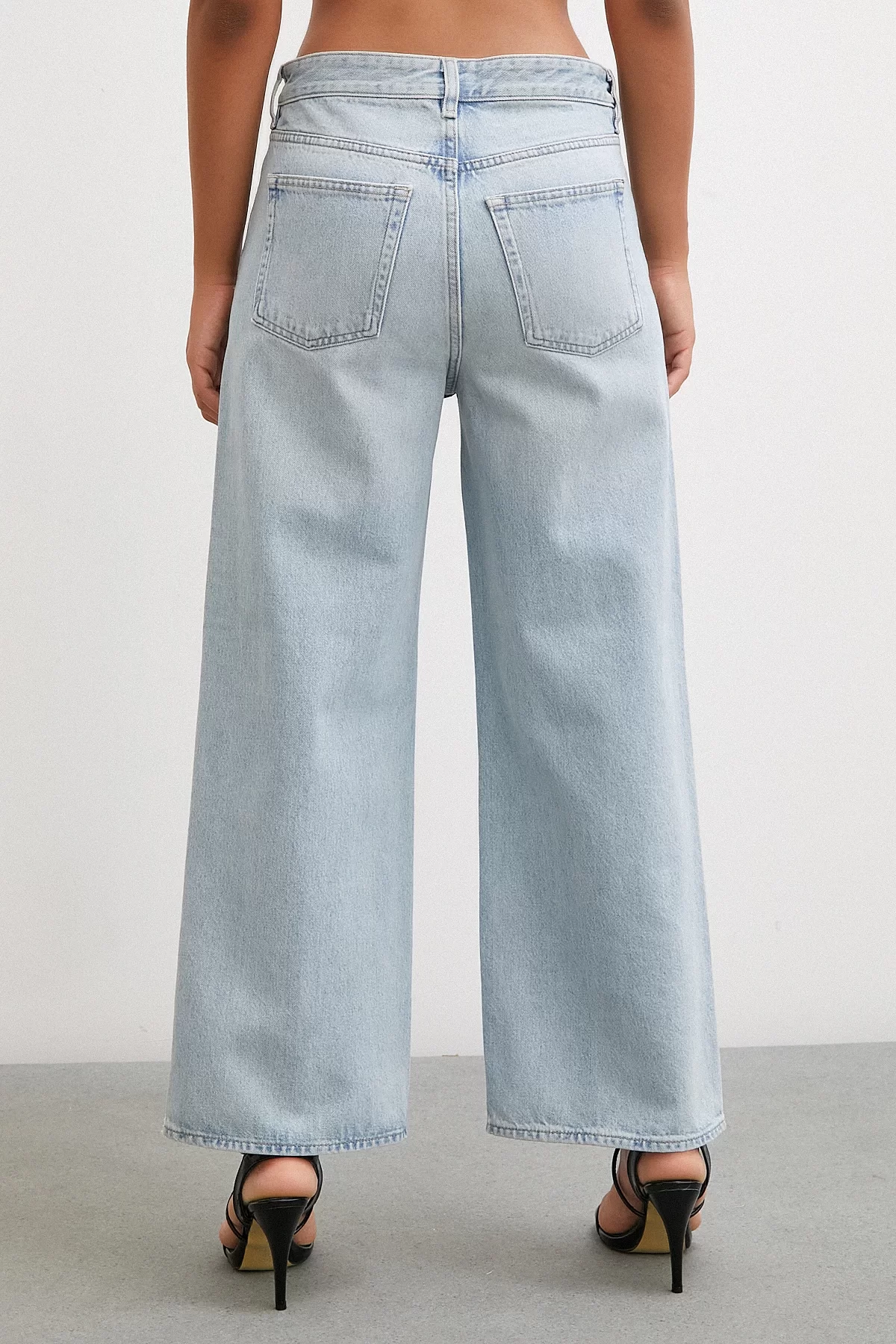 High Rise Wide Leg Slouchy Jeans Ice Blue