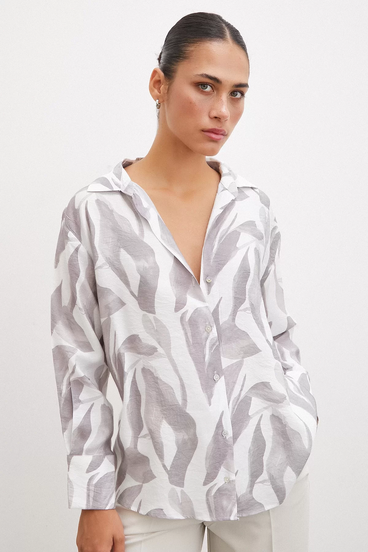 Patterned Modal Shirt Mink