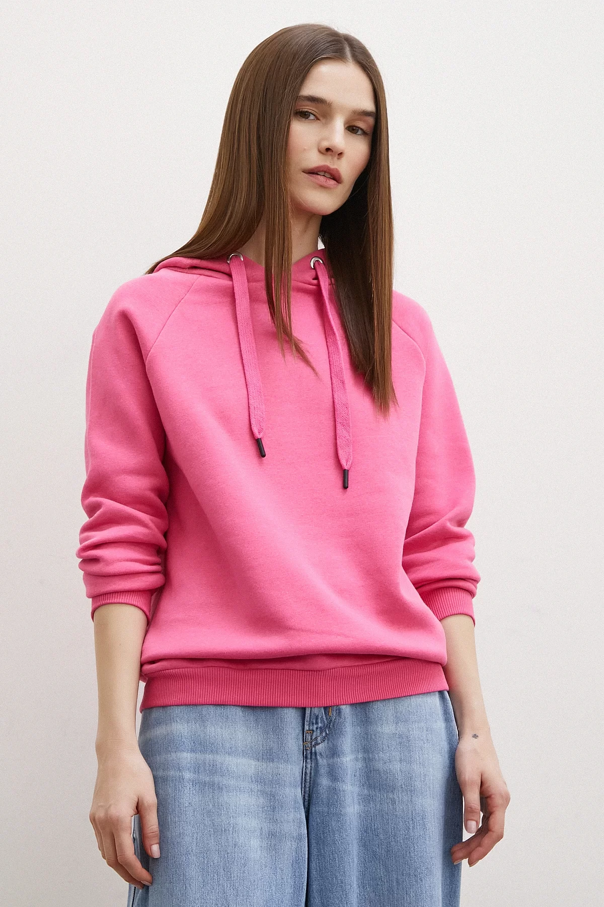 Kapüşonlu Sweatshirt Pembe