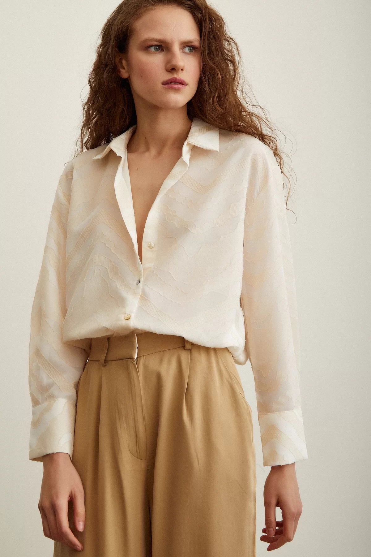 Viscose Flamed Shirt Cream