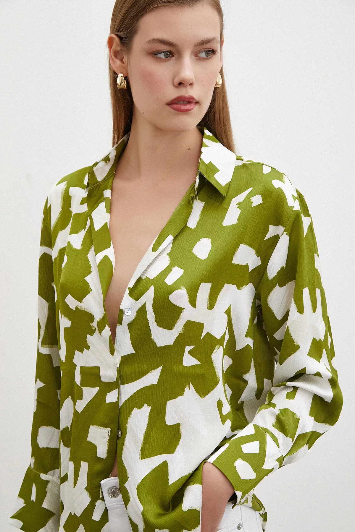 Geometric Pattern Shirt Green