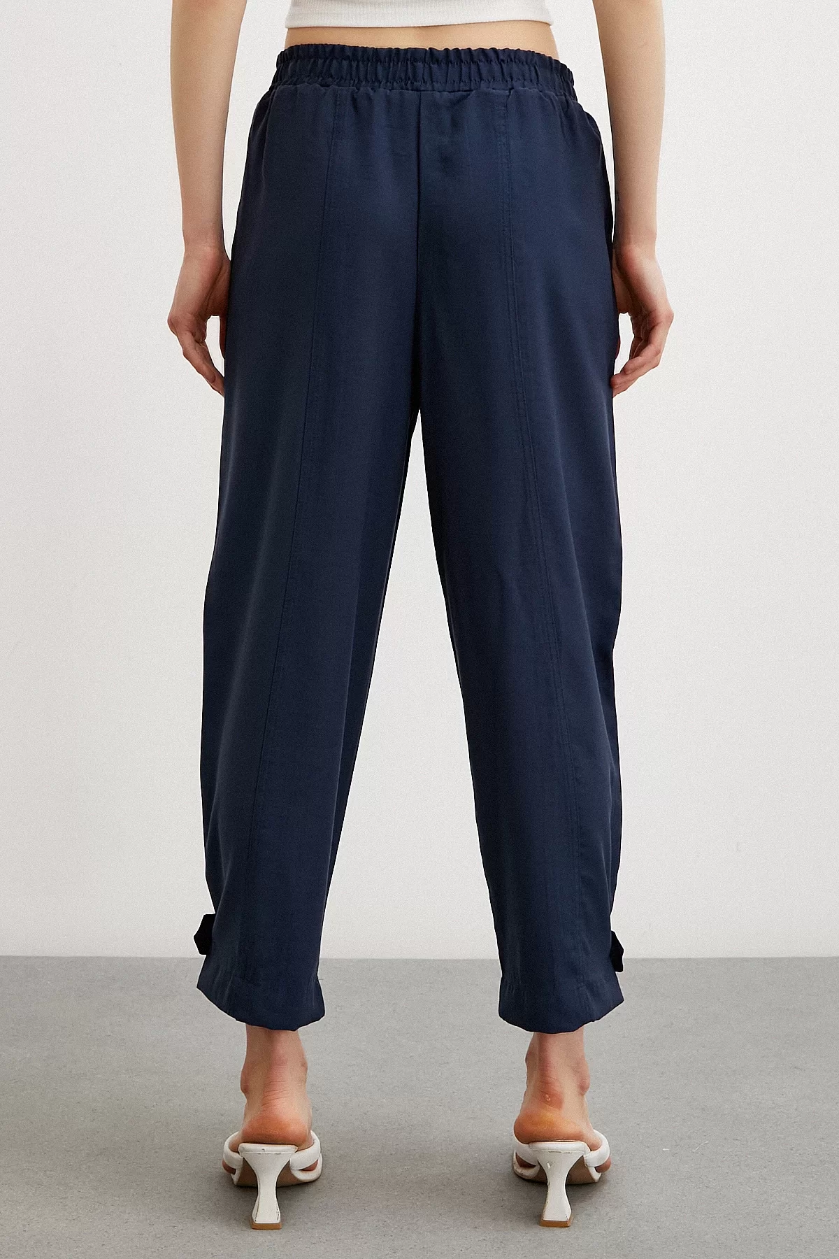 Elastic Loose Fit Pants Navy