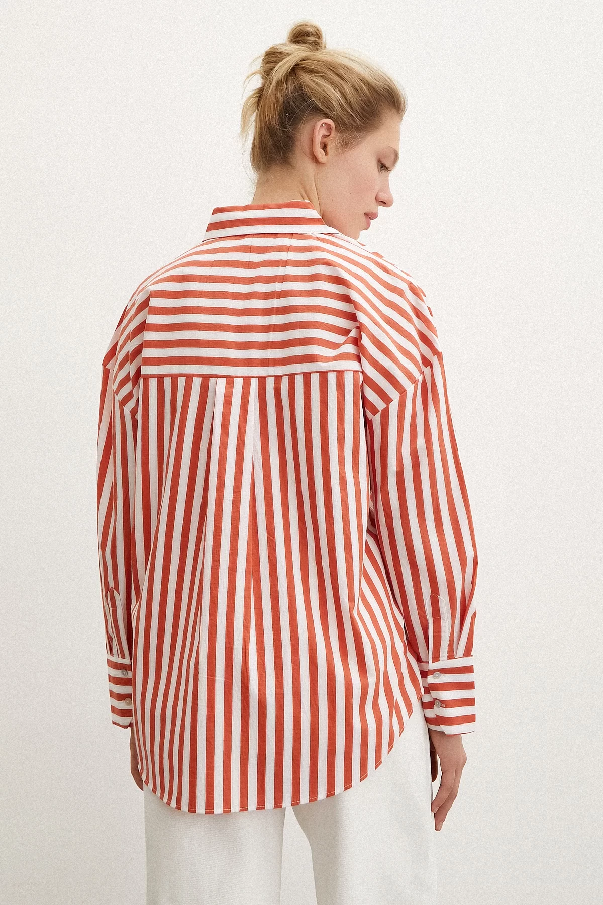 Pocket Striped Shirt Orange