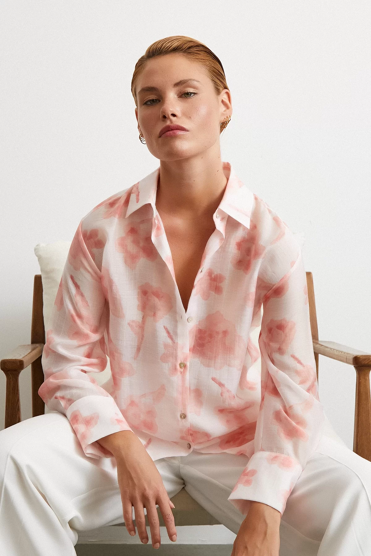 Organza Muster Tüllhemd Rosa