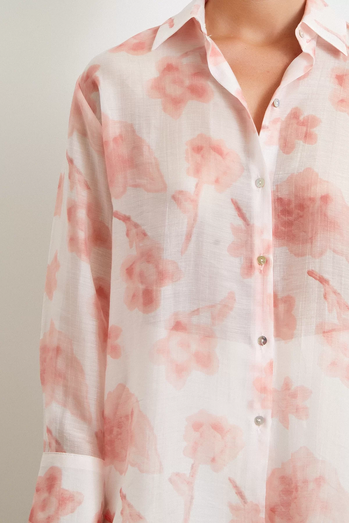 Organza Muster Tüllhemd Rosa