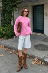 Bisiklet Yaka T Kol Kazak Pembe