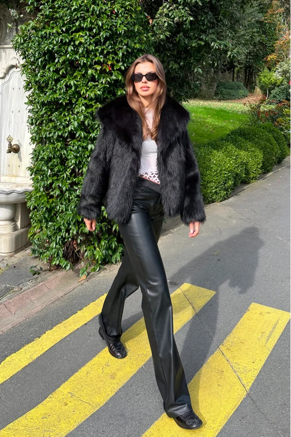 Midi Boy Lolita Kürk Siyah