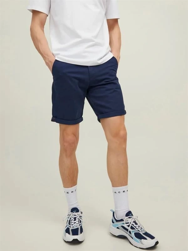 12165604 %100 Pamuk Likralı Regular Fit Erkek Chino Short Lacivert