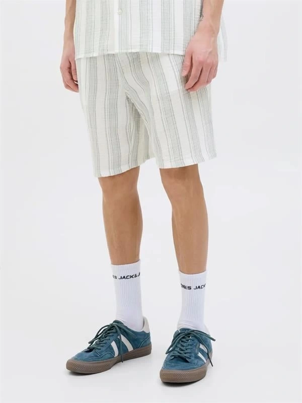 12274758 Müslin Kumaş Çizgili Ultra Hafif Erkek Short Beyaz