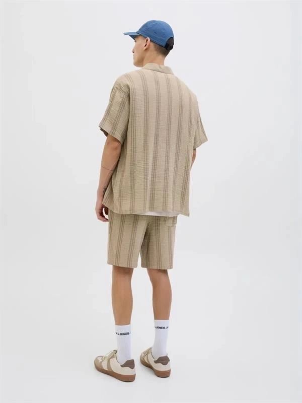 12274758 Müslin Kumaş Çizgili Ultra Hafif Erkek Short Kahve