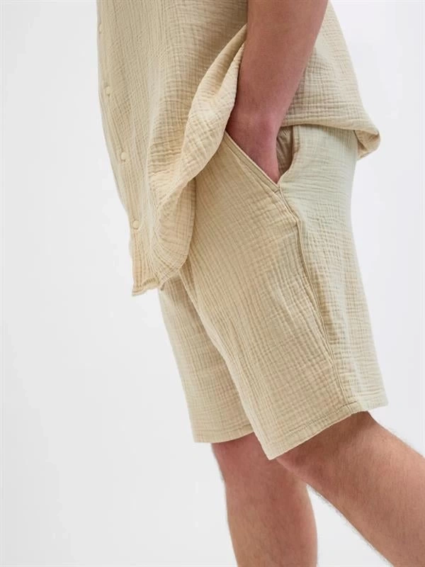 12279651 Müslin Kumaş Büyük Beden Rahat Erkek Short Bej