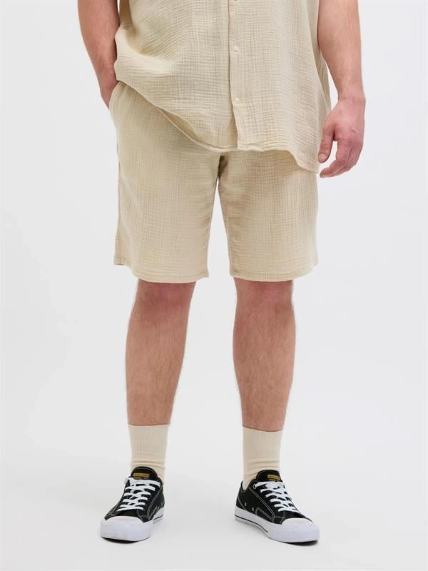 12279651 Müslin Kumaş Büyük Beden Rahat Erkek Short Bej