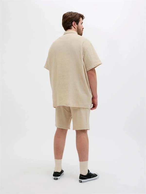 12279651 Müslin Kumaş Büyük Beden Rahat Erkek Short Bej