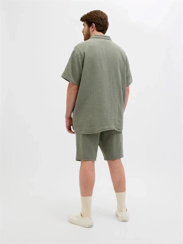 12279651 Müslin Kumaş Büyük Beden Rahat Erkek Short Haki