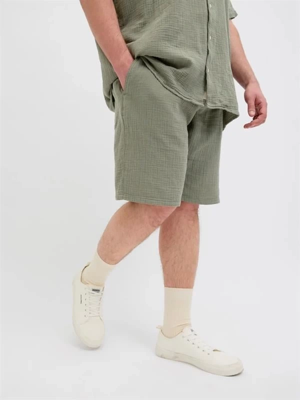 12279651 Müslin Kumaş Büyük Beden Rahat Erkek Short Haki