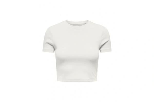 15311891 Likralı Fitilli Crop Kadın T-Shirt Beyaz