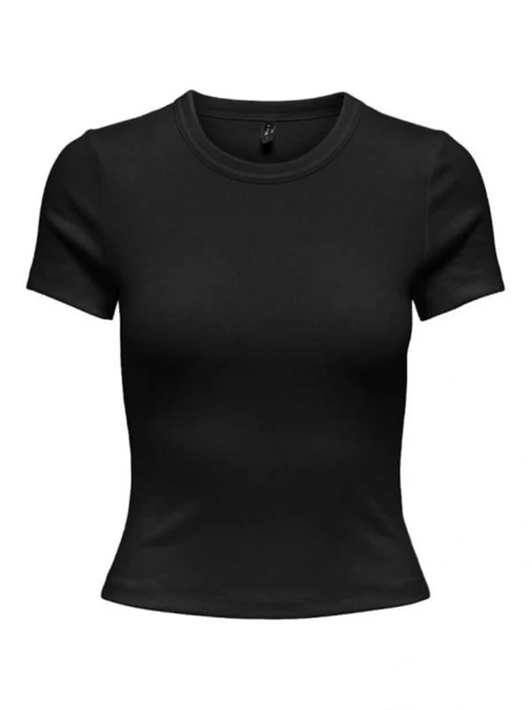 15339774 Likralı Fitilli Slim Fit Kadın T-Shirt Siyah