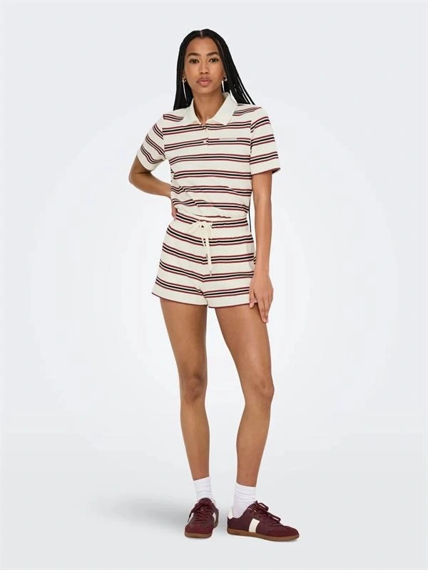 15351928 Beli İp Bağlamalı Kadın Penye Short Bej