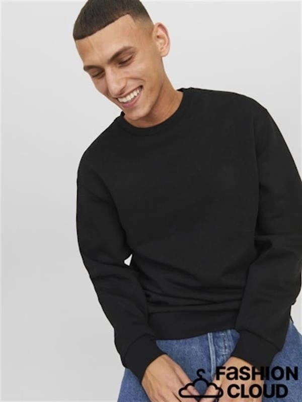 2 İplik Baskısız Bisiklet Yaka Erkek Sweatshirt