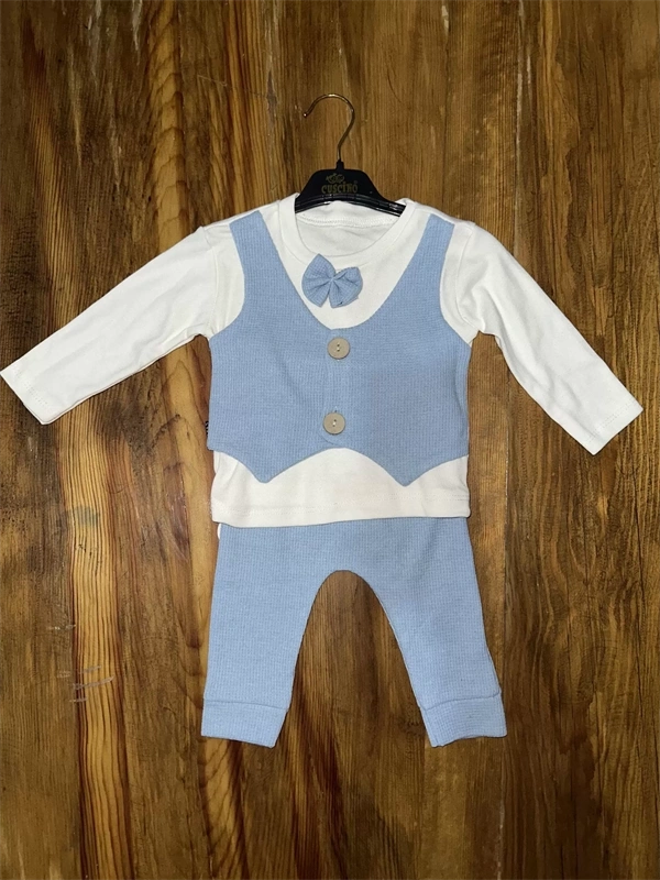 3-12 Aylık Papyonlu Takım Mavibeyaz