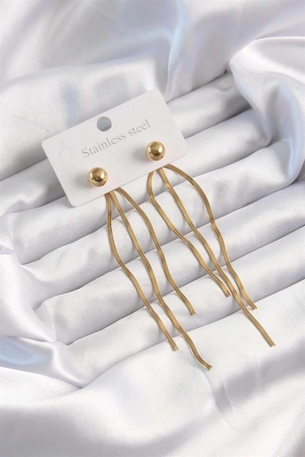 316L Çelik Altın Renk İtalyan Model Topçuk Küpe