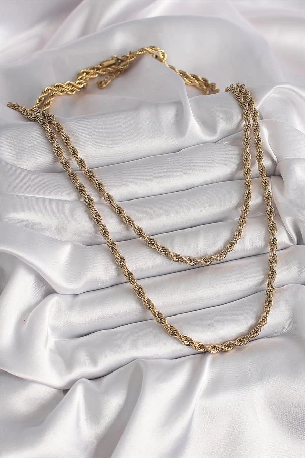 316L Çelik Gold Renk 1 Metre Burgu Zincir Kadın Kolye