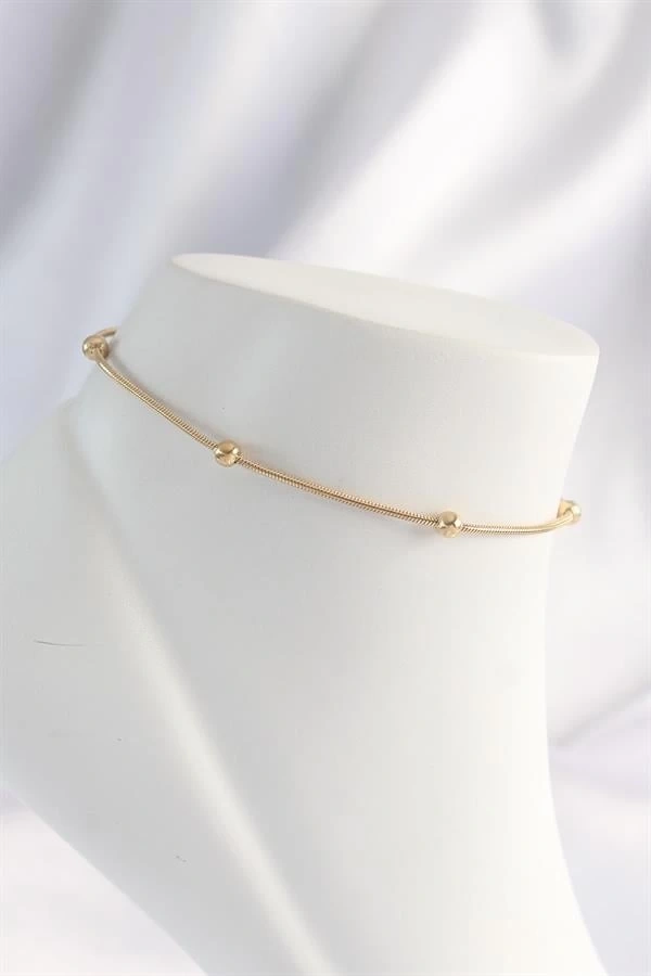 316L Çelik Gold Renk Minimal Topçuk Model Halhal