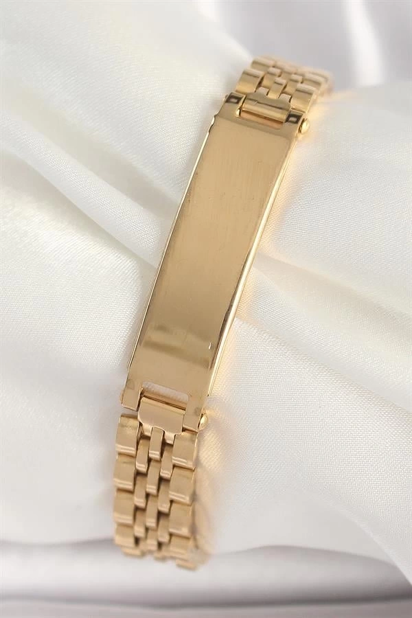 316L Çelik Gold Renk Zincir Künye Model Erkek Bileklik