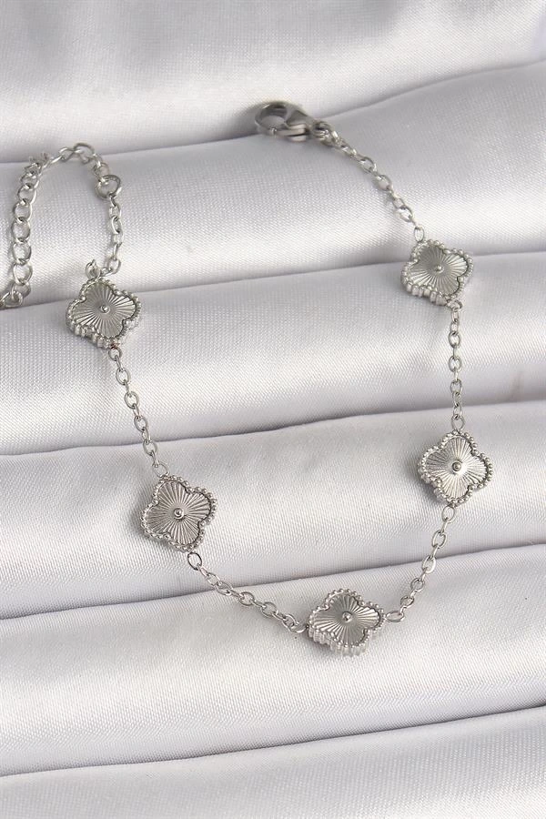 316L Çelik Gümüş Renk İşlemeli Baby Boy Yonca Model Kadın Bileklik