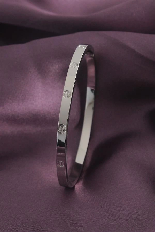 316L Çelik Gümüş Renk Kadın Kelepçe Bilezik