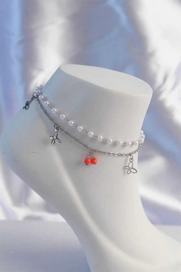 316L Çelik Gold Renk Nazar Boncuk Model Kadın Halhal