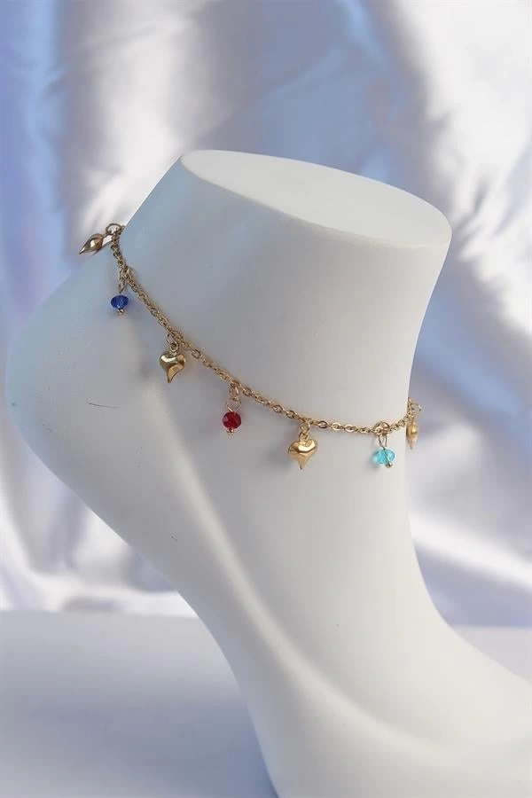 316L Çelik Gümüş Renk Simli Kelebek Model Kadın Halhal