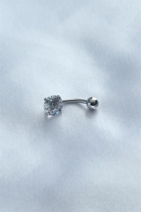 316L Cerrahi Çelik Zirkon Taşlı Göbek Piercing