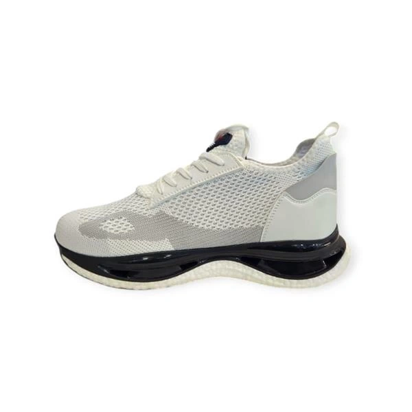 92107 Köpük Taban Bağcık Görünümlü Nefes Alabilen Bez Erkek Spor Ayakkabı Beyaz