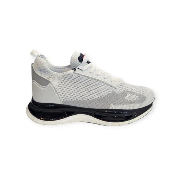 92107 Köpük Taban Bağcık Görünümlü Nefes Alabilen Bez Erkek Spor Ayakkabı Beyaz