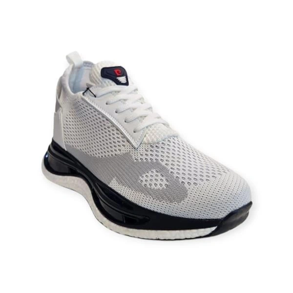 92107 Köpük Taban Bağcık Görünümlü Nefes Alabilen Bez Erkek Spor Ayakkabı Beyaz