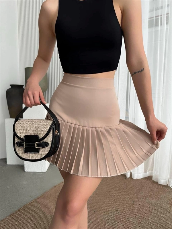 Altı pliseli mini etek