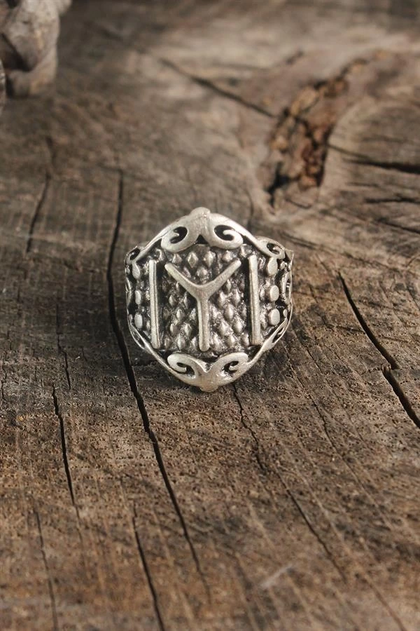 Antik Gümüş Renk IYI İşleme Ayarlanabilir Erkek Yüzük