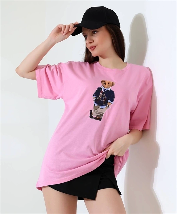 Ayıcıklı Oversize Kadın T-Shirt