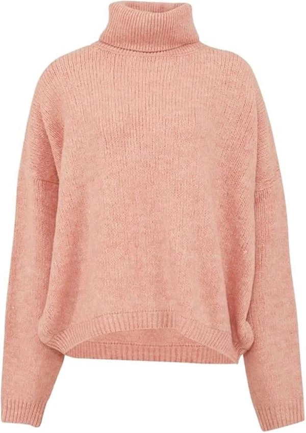 Balıkçı Yaka Oversıze Örme Kadın Kazak