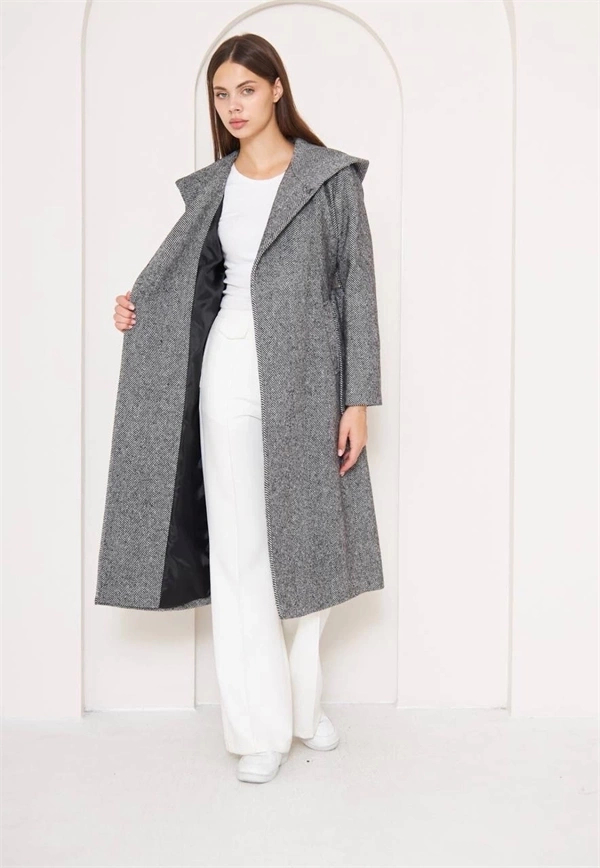 Balıksırtı Kapşonlu Kaşe