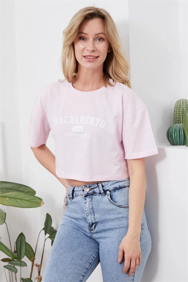 Baskılı Crop tişört